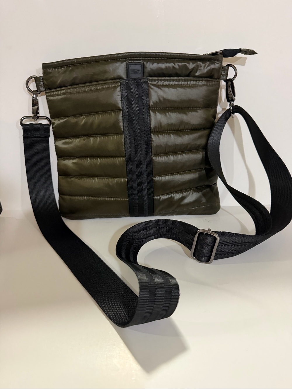 THINK ROYLN Olive Quilted Crossbody with Black Strap